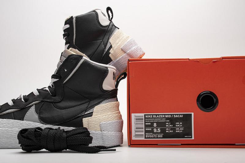 BV0072-002 Sacai x Nike Blazer Mid Black Grey