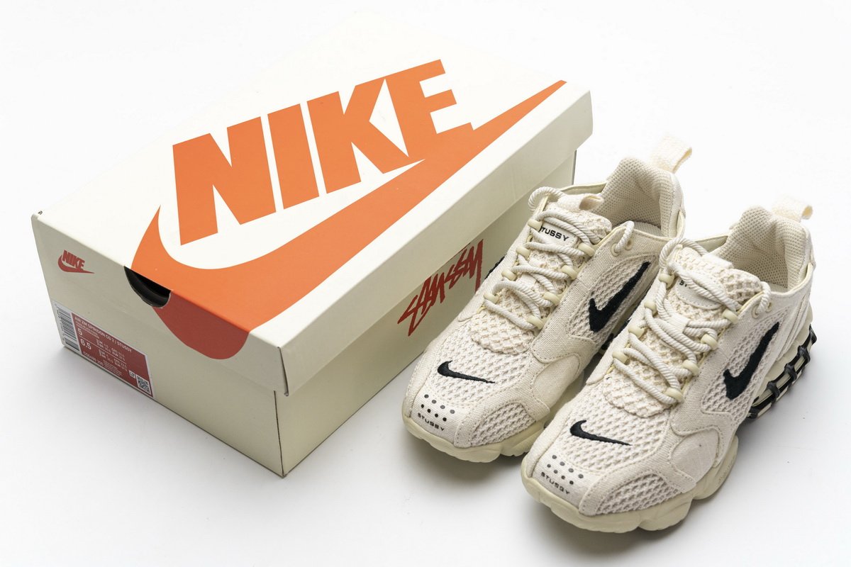CQ5486-200 Stussy X Nike Air Zoom Spiridon Caged 2 Fossil