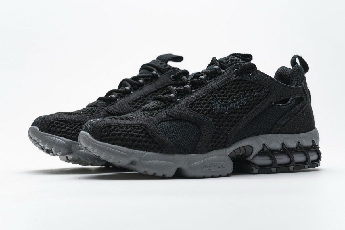 CQ5486-001 Stussy x Nike Air Zoom Spiridon Cage 2 Black Cool Grey