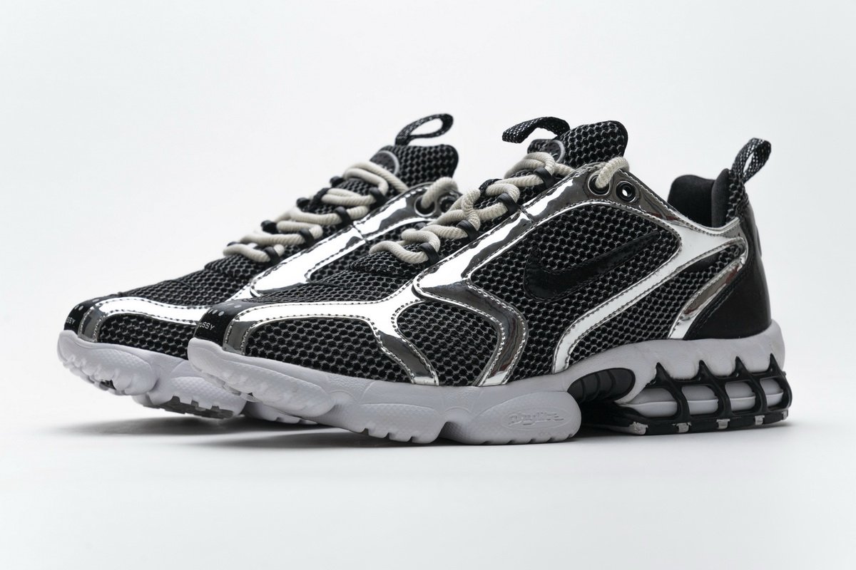 CU1854-001 Stussy x Nike Air Zoom Spiridon Cage 2 Black Silver