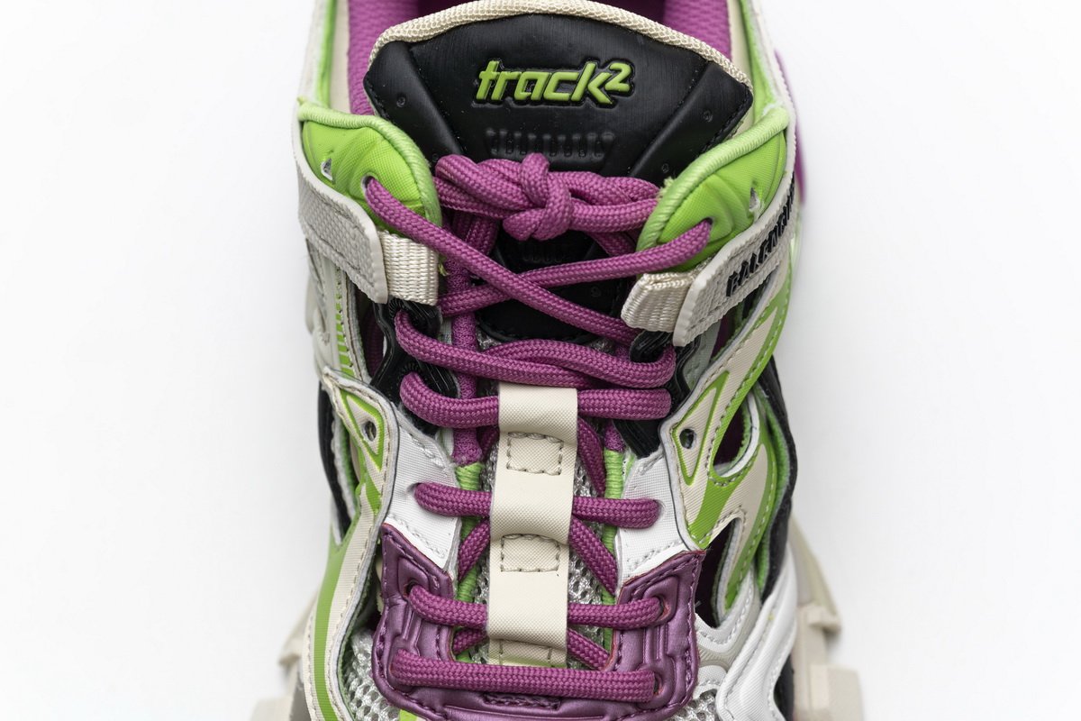 568615 W2GN3 9199 Blenciaga Track 2 Sneaker White Green Pink