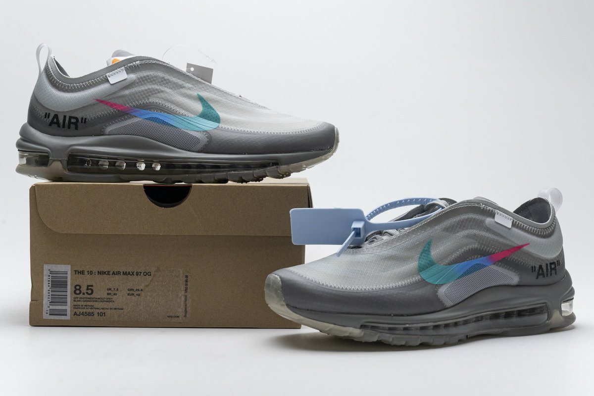 AJ4585-101 Off-White x Nike Air Max 97 Wlolf Grey Menta