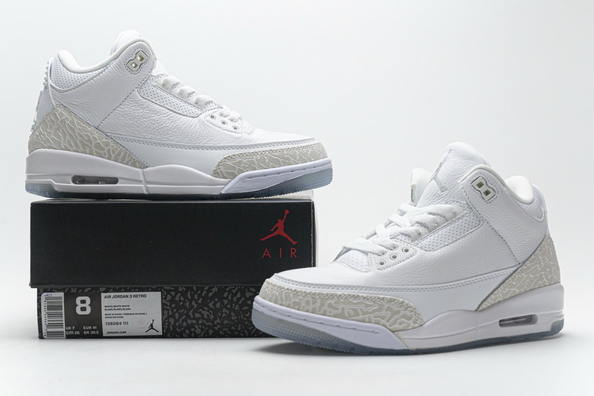 136064-111 Air Jordan 3 Retro Pure White