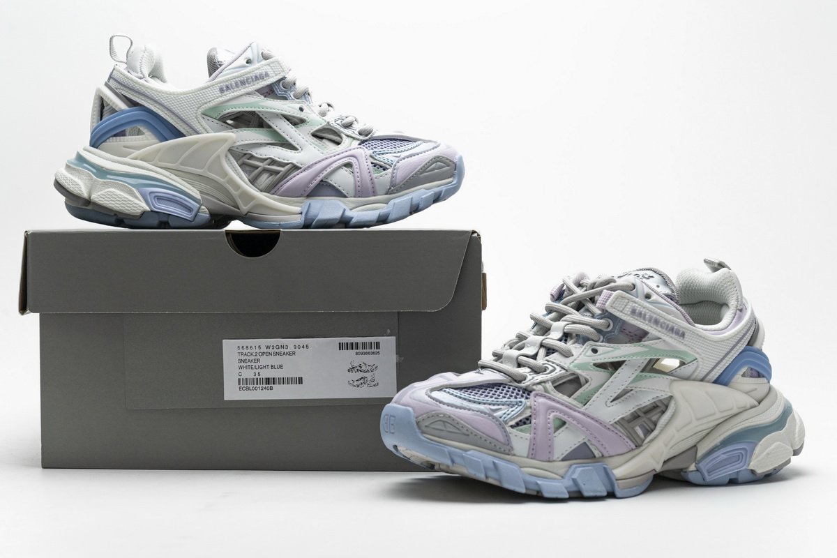 568615 W2GN3 9045 Blenciaga Track 2 Sneaker White Light Blue