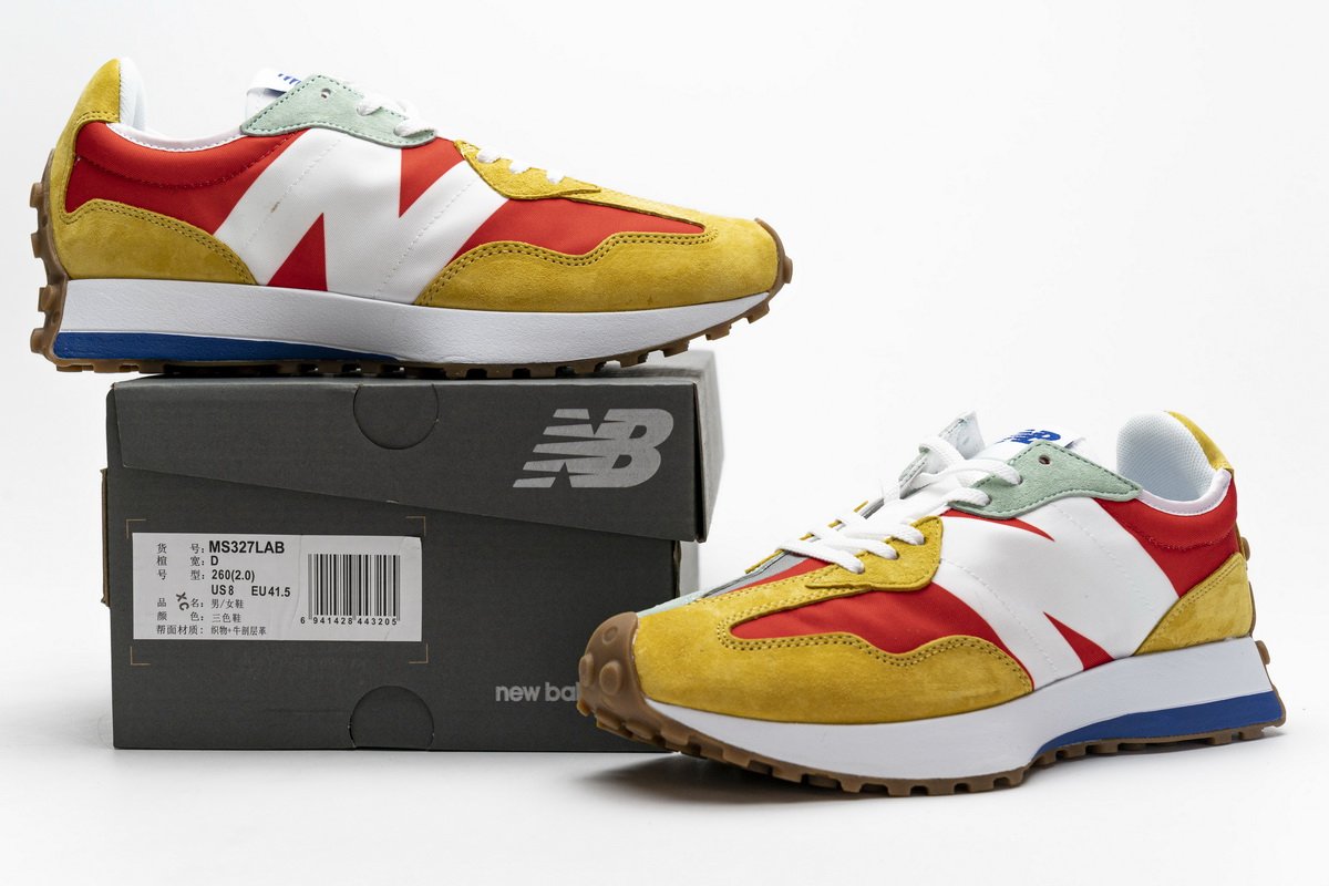 NB327LAB New Balance White Red Yellow