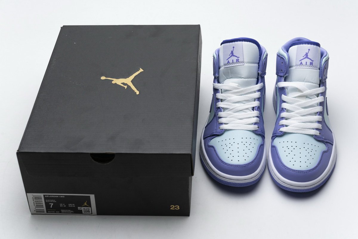 554725-500 Air Jordan 1 Mid Purple Aqua Blue