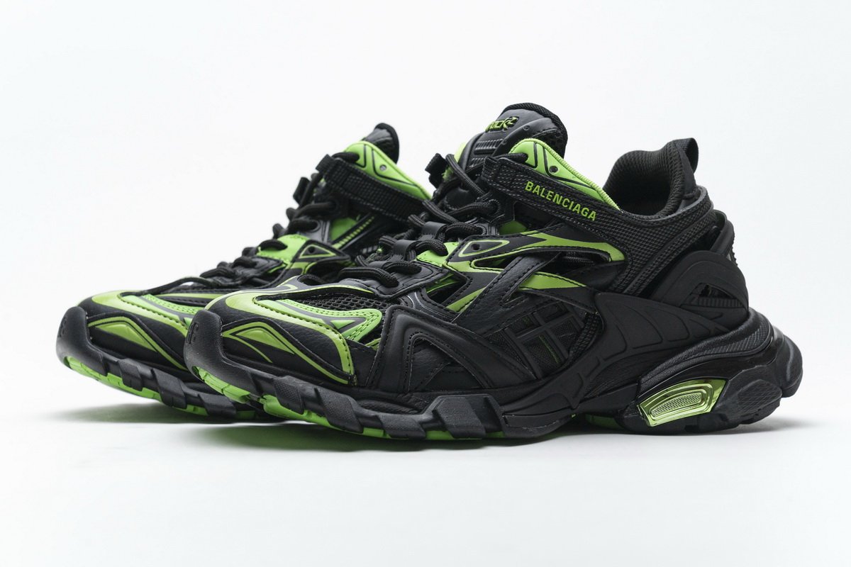 568615 W2GN1 1012 Blenciaga Track 2 Sneaker Black Green