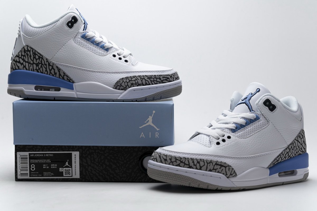 CT8532-104 Air Jordan 3 ‘UNC’