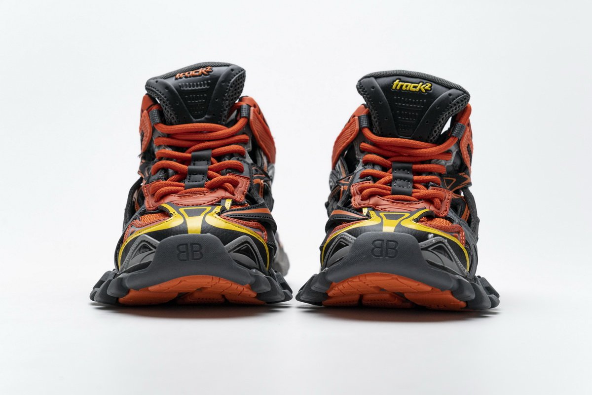 568614 W2GN8 2008 Blenciaga Track 2 Sneaker Black Orange