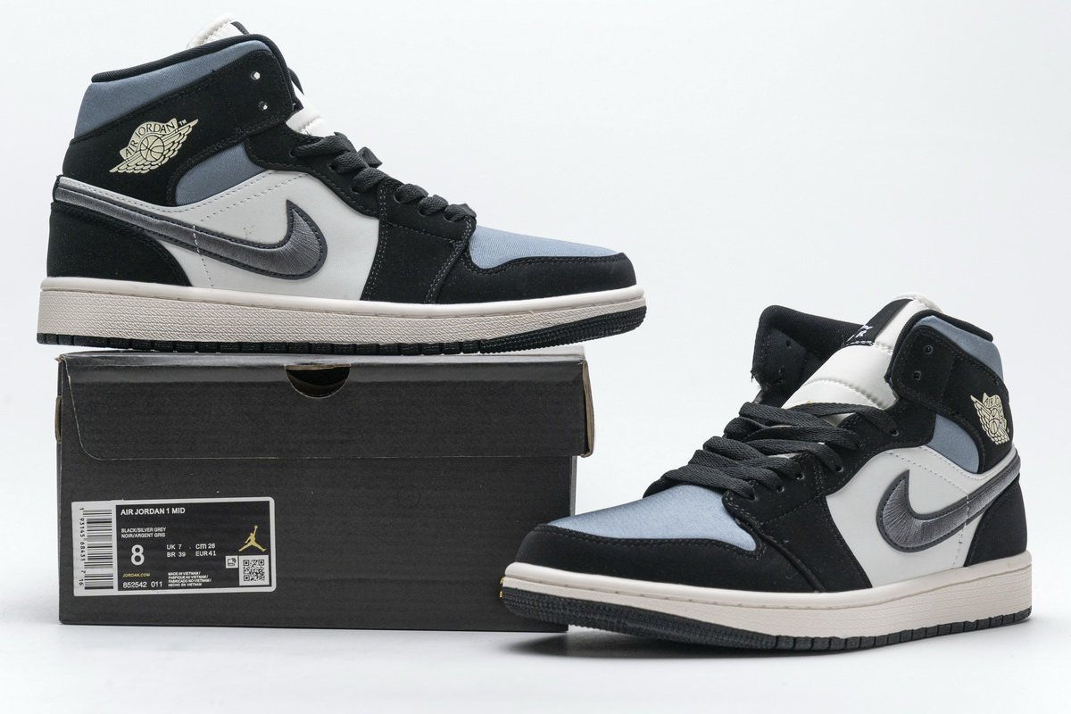 852542-011 Air Jordan 1 Mid SE “Satin Grey”