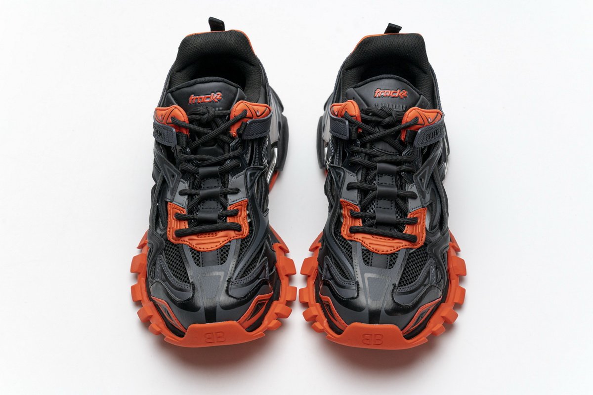 570391 W2GN1 2002 Blenciaga Track 2 Sneaker Dark Grey Orange