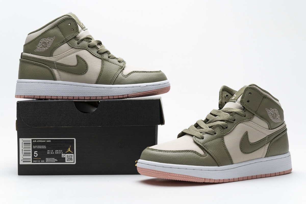 555112-225 Air Jordan 1 Mid GS Trooper Bleached Coral