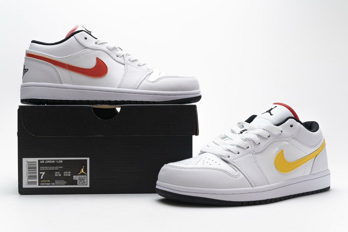 CW7009-100 Air Jordan 1 Low White Multi-Color