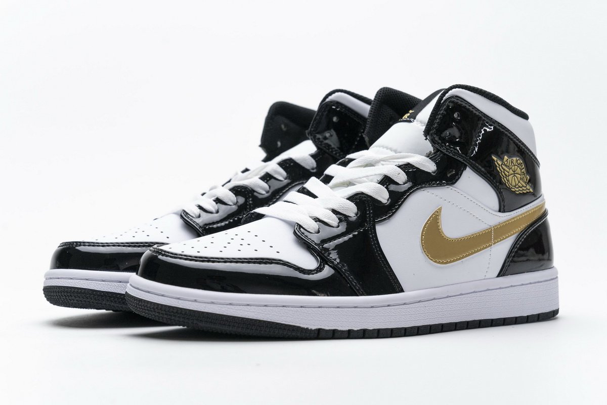 852542-007 Air Jordan 1 Mid Gold Patent Leather