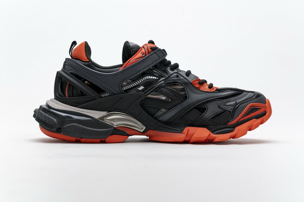 570391 W2GN1 2002 Blenciaga Track 2 Sneaker Dark Grey Orange