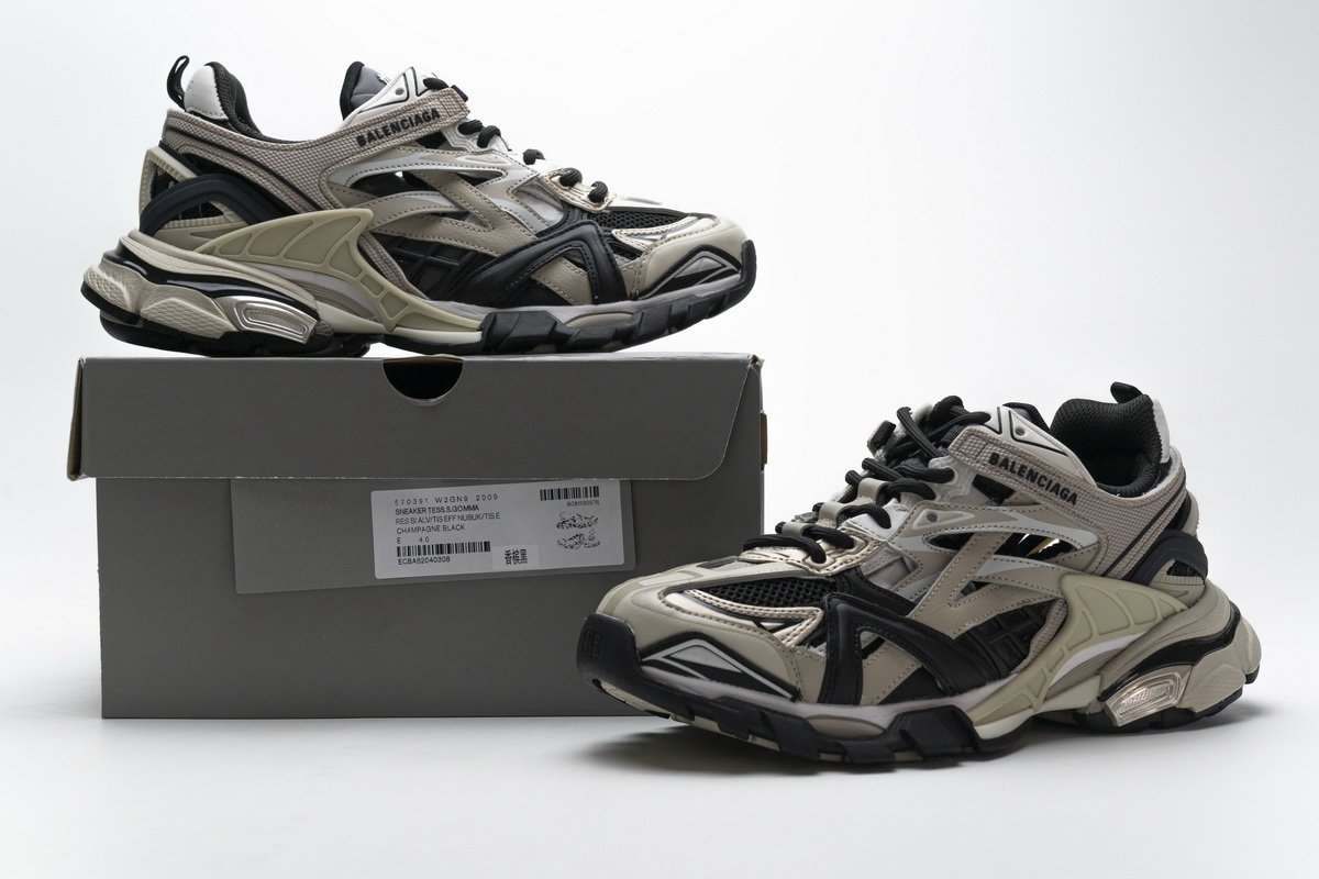 570391 W2GN9 2009 Blenciaga Track 2 Sneaker Champagne Black