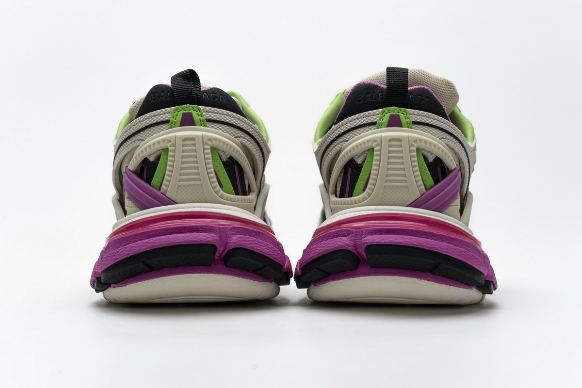 568615 W2GN3 9199 Blenciaga Track 2 Sneaker White Green Pink