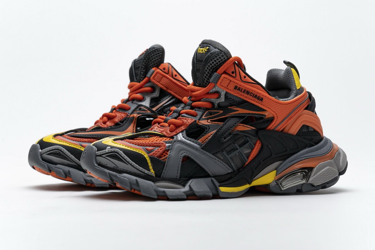 568614 W2GN8 2008 Blenciaga Track 2 Sneaker Black Orange