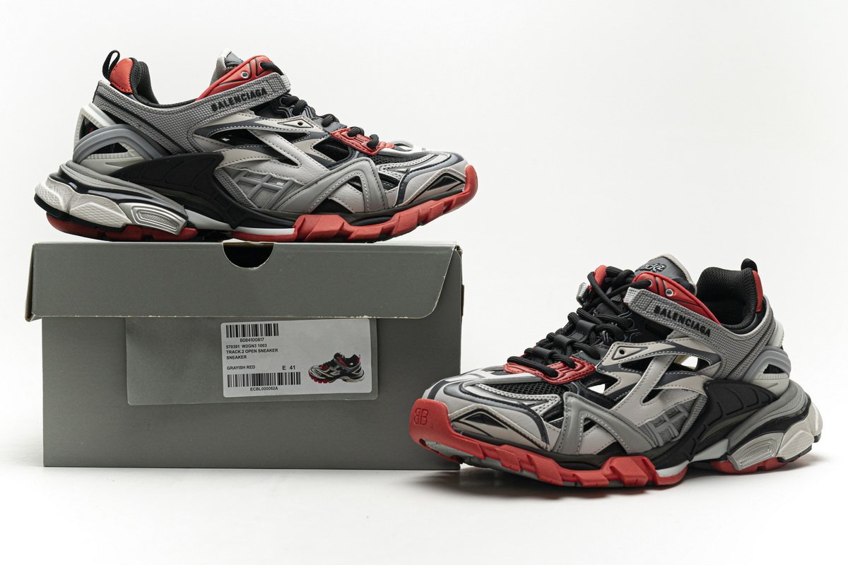 570391 W2GN3 1003 Blenciaga Track 2 Sneaker Grey Red