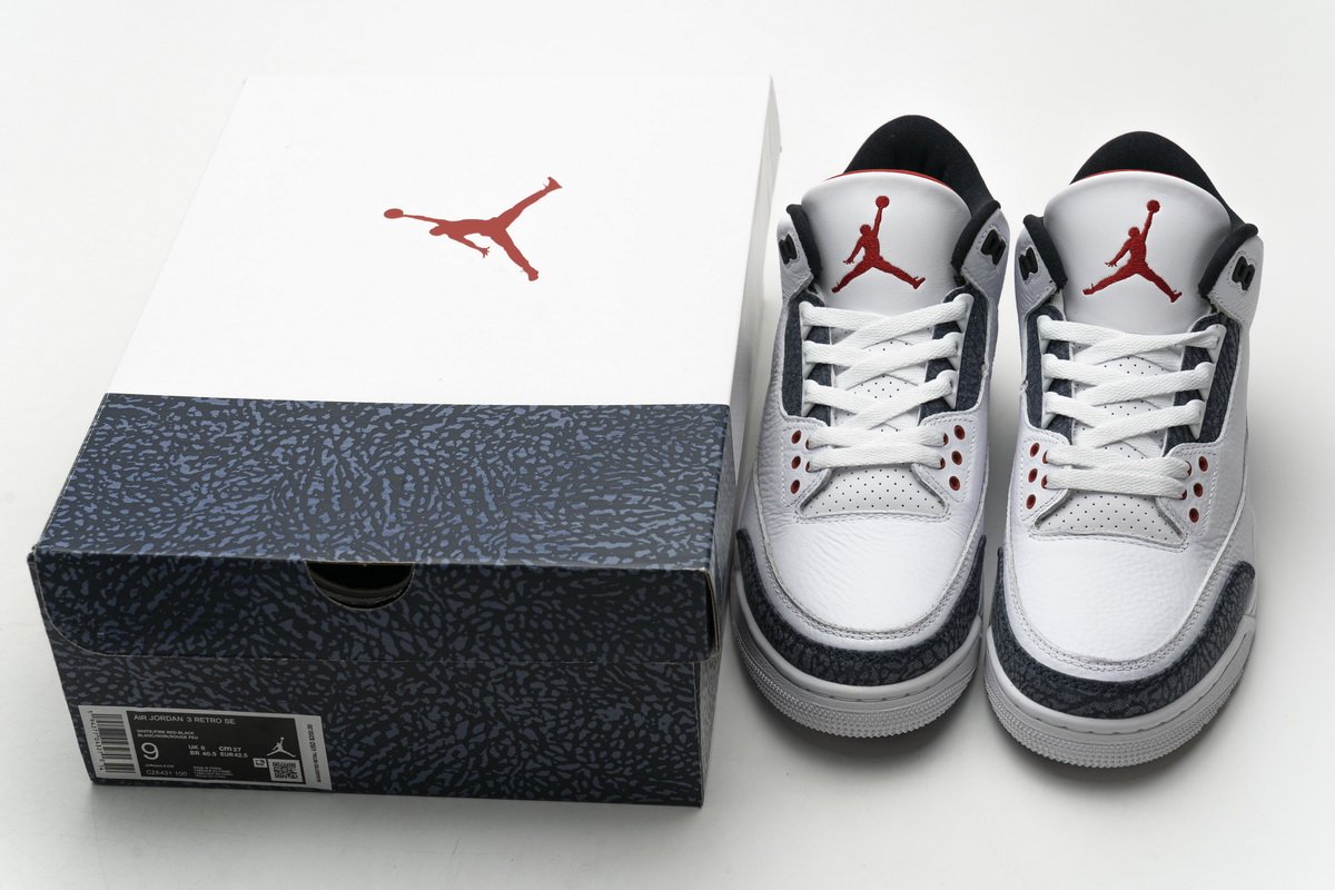 CZ6431-100 Air Jordan 3 Retro Fire Red Denim