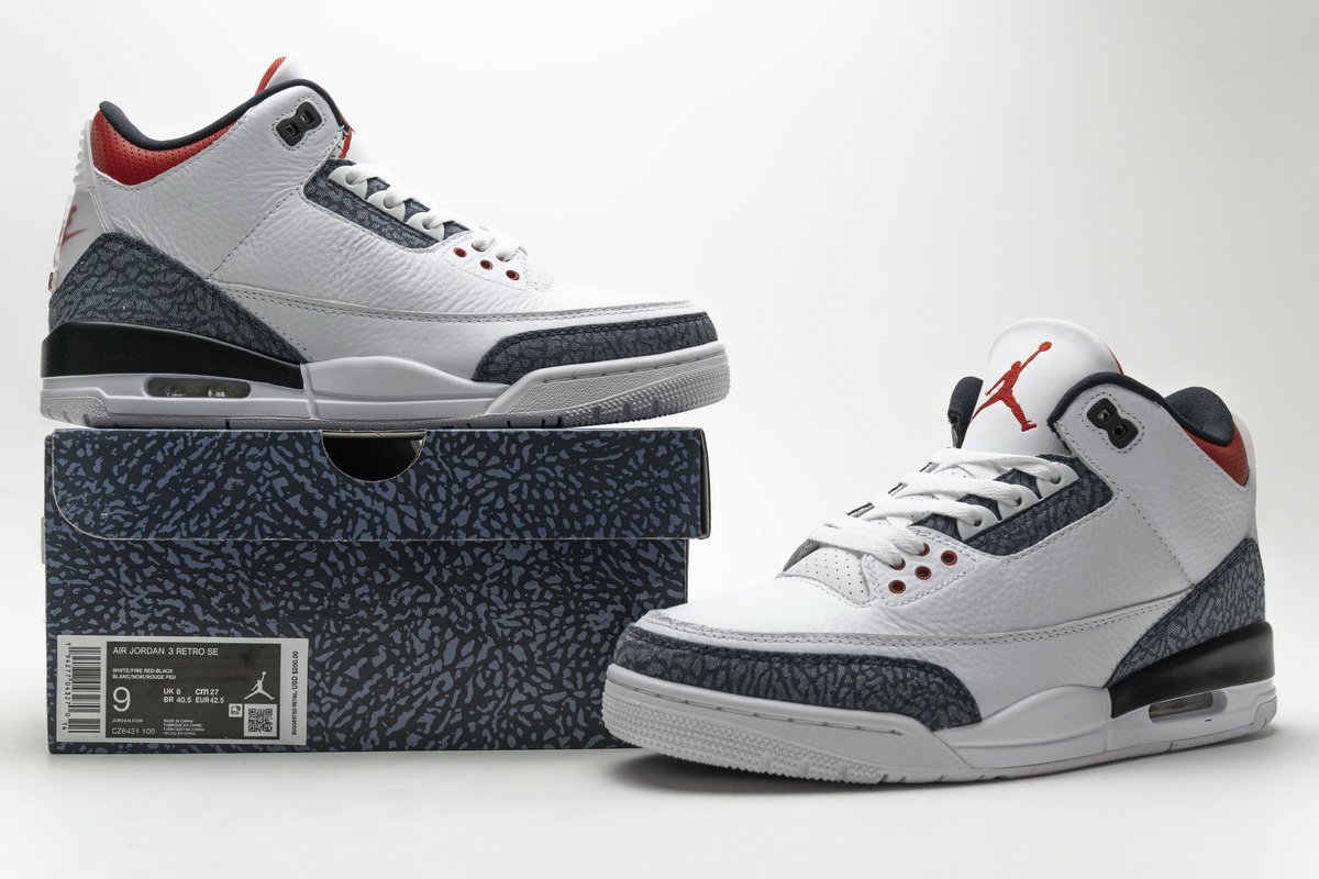 CZ6431-100 Air Jordan 3 Retro Fire Red Denim