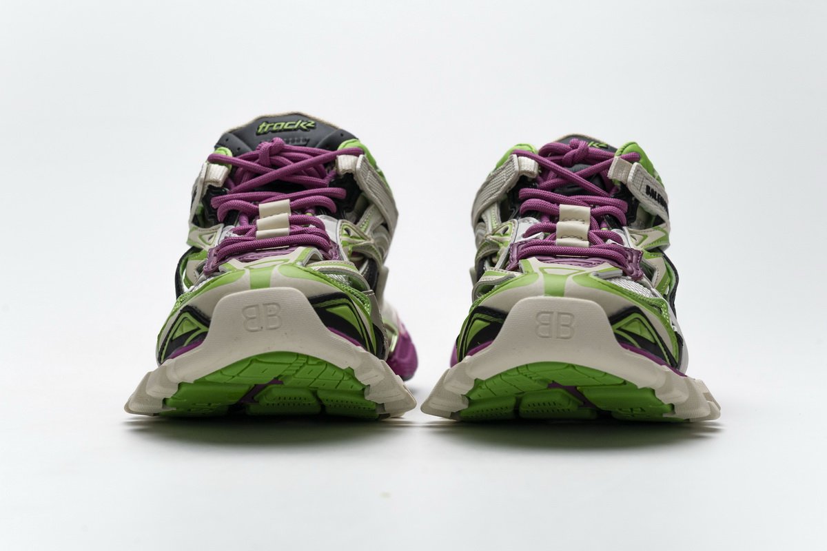 568615 W2GN3 9199 Blenciaga Track 2 Sneaker White Green Pink