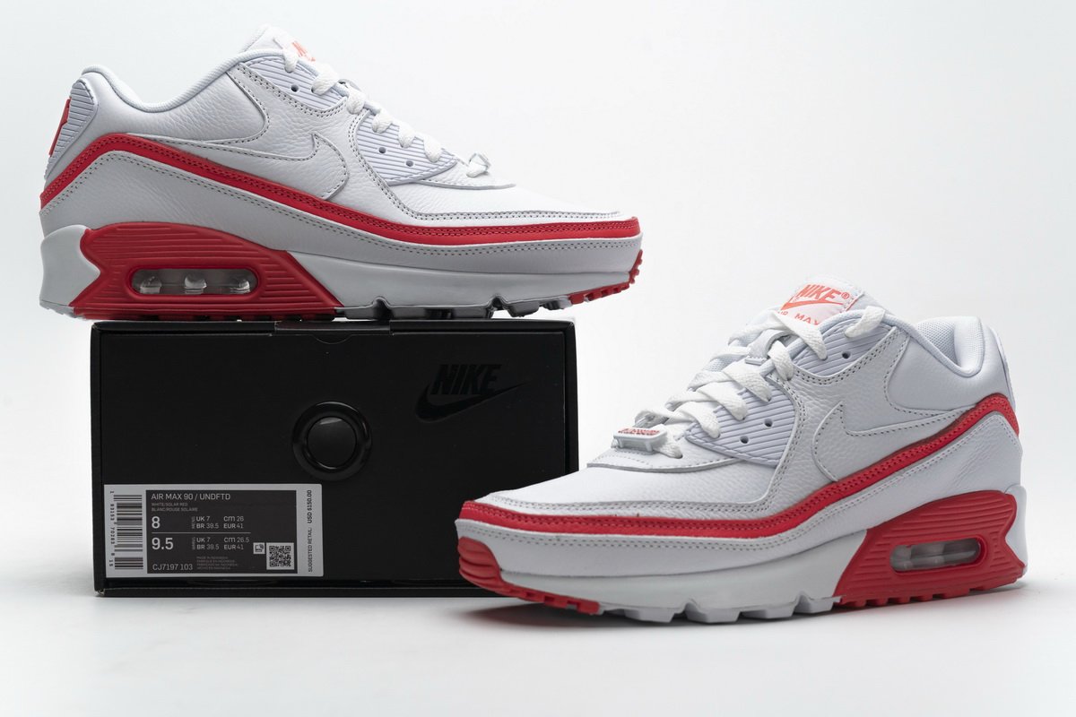 CJ7197-103 Undefeated x Nike Air Max 90 White Red