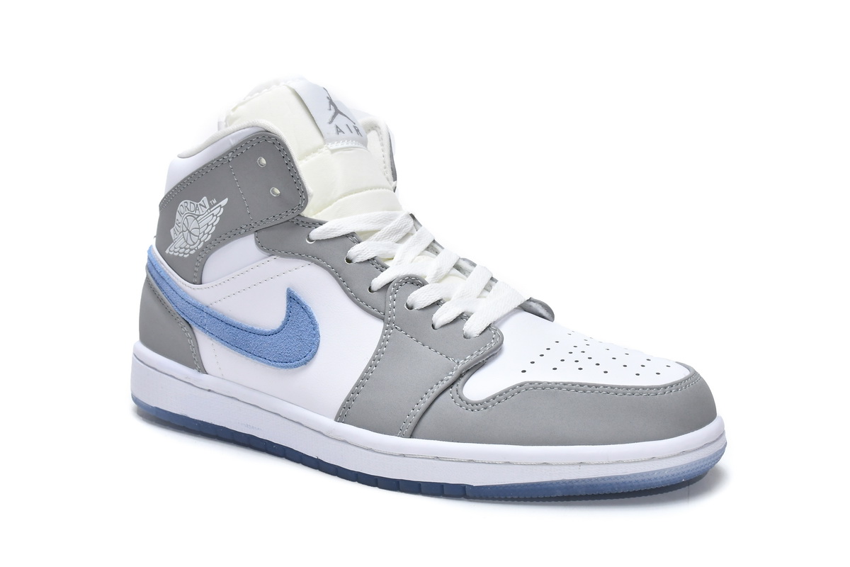 BQ6472-105 Air Jordan 1 Mid Wolf Grey Aluminum