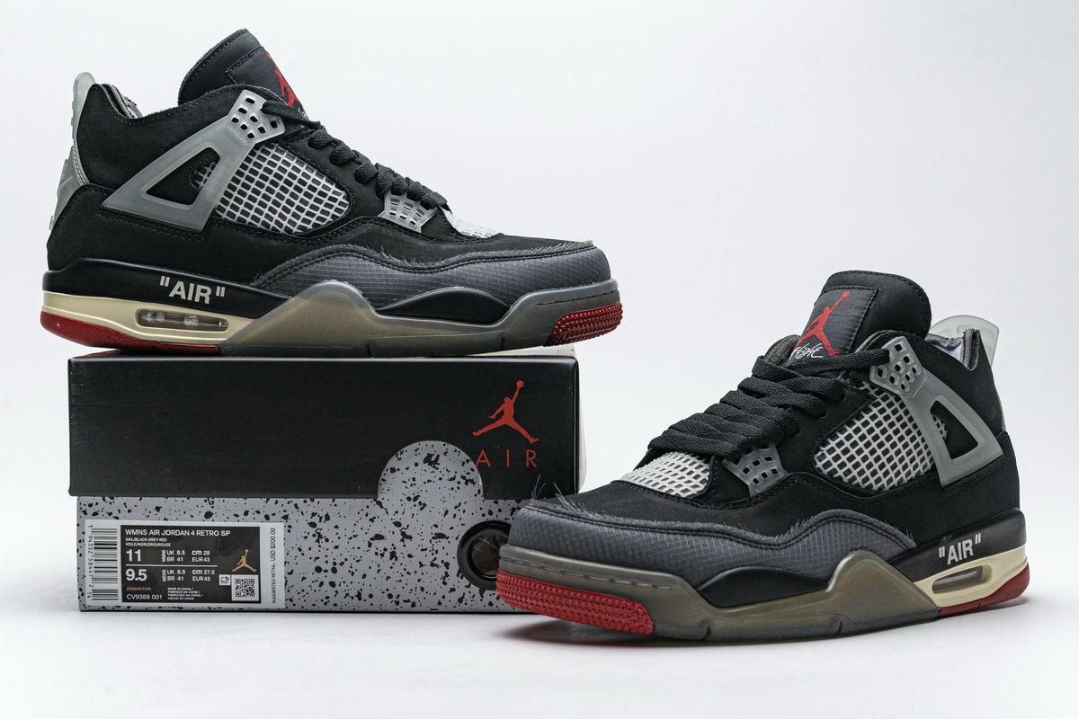 CV9388-001 OFF White x Air Jordan 4 Bred