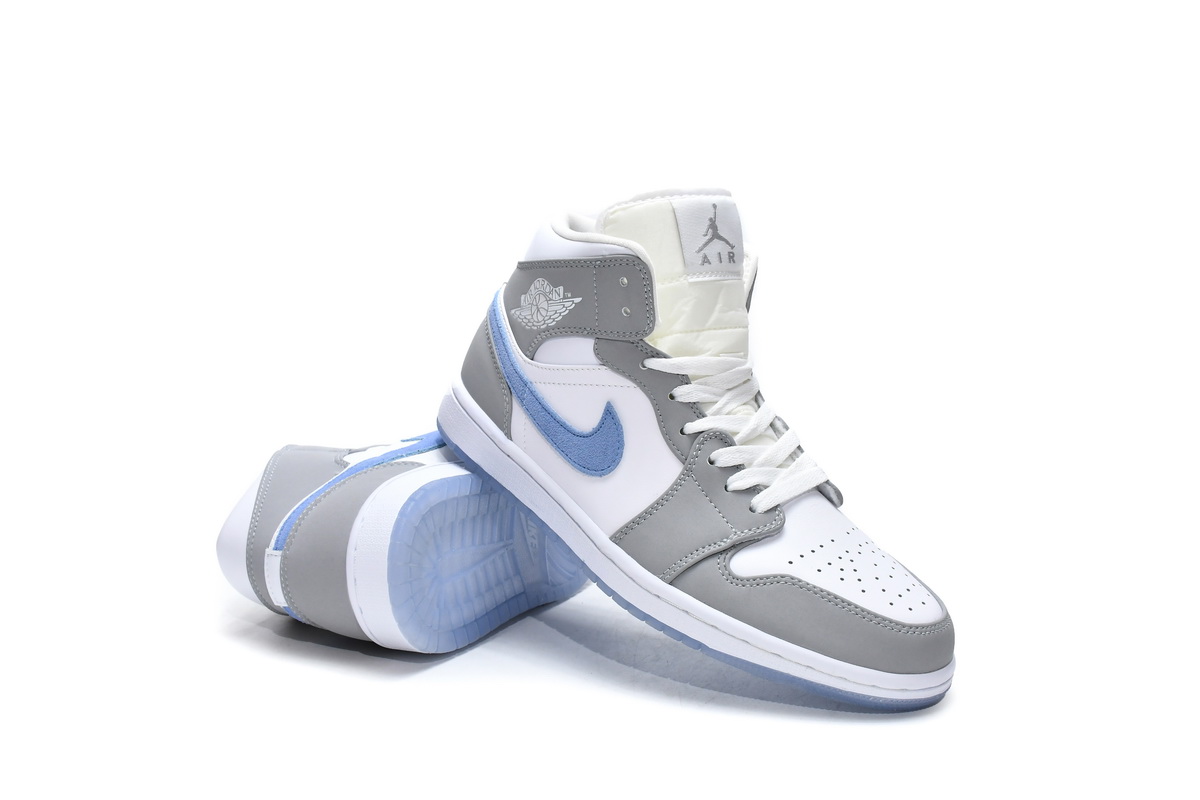 BQ6472-105 Air Jordan 1 Mid Wolf Grey Aluminum