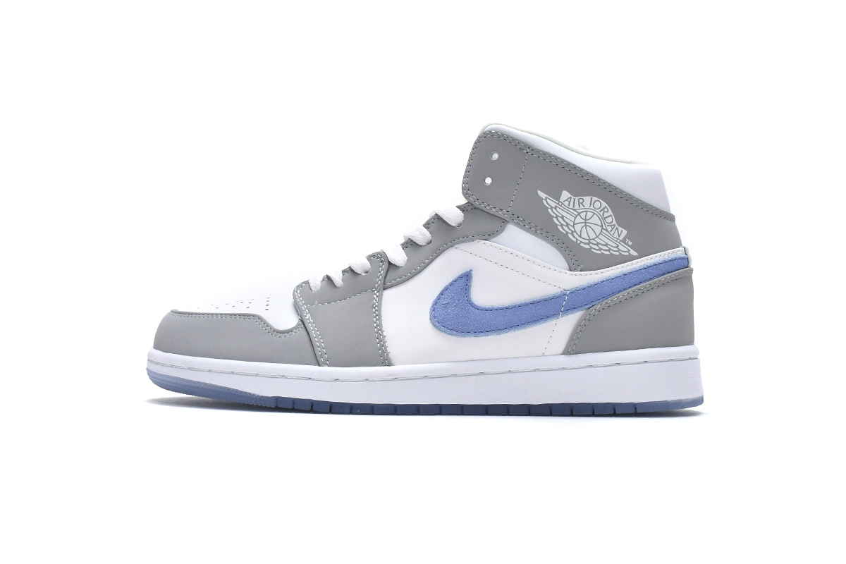 BQ6472-105 Air Jordan 1 Mid Wolf Grey Aluminum