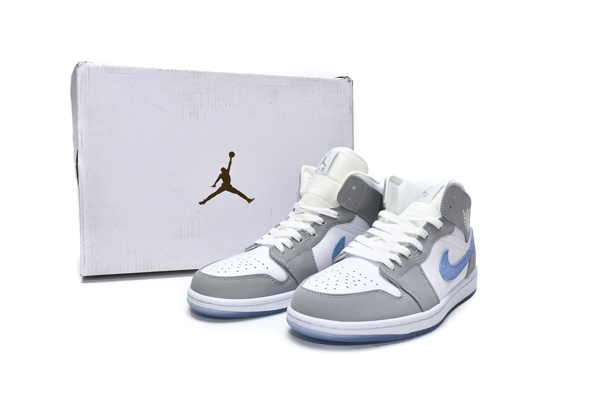 BQ6472-105 Air Jordan 1 Mid Wolf Grey Aluminum